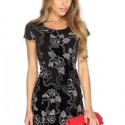 Floral Short Sleeves Party Dress